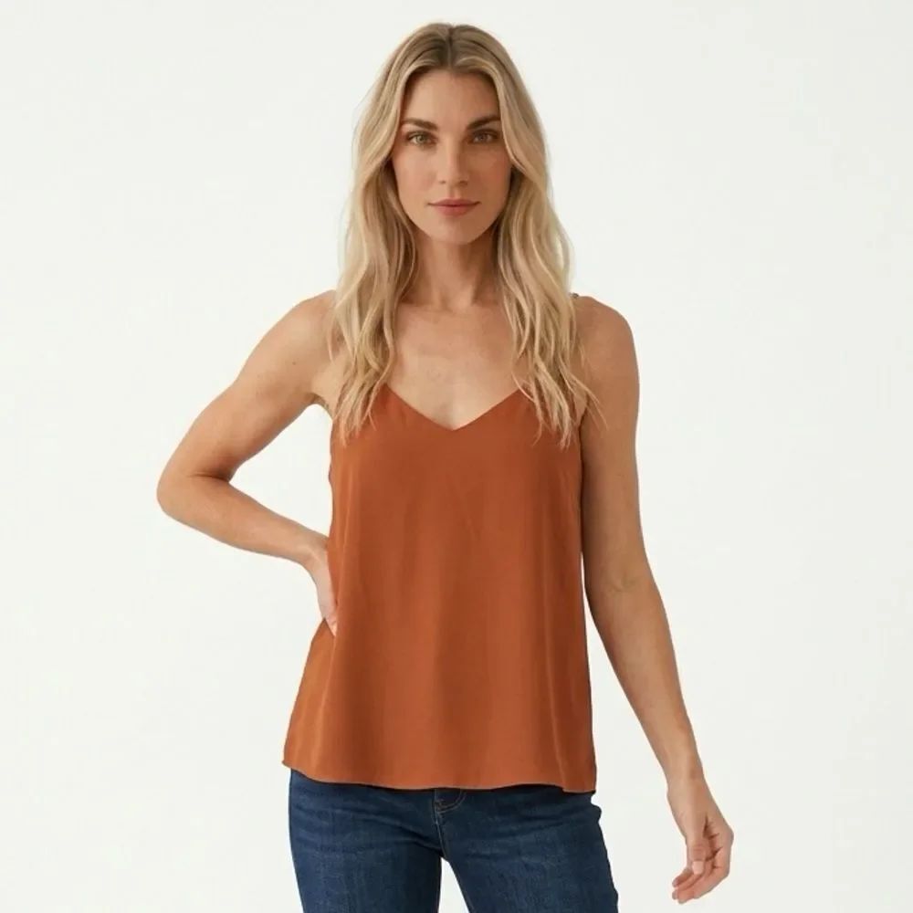 SHINESTAR | Rust V-Neck Satin Style Cami Top Women’s Size Large